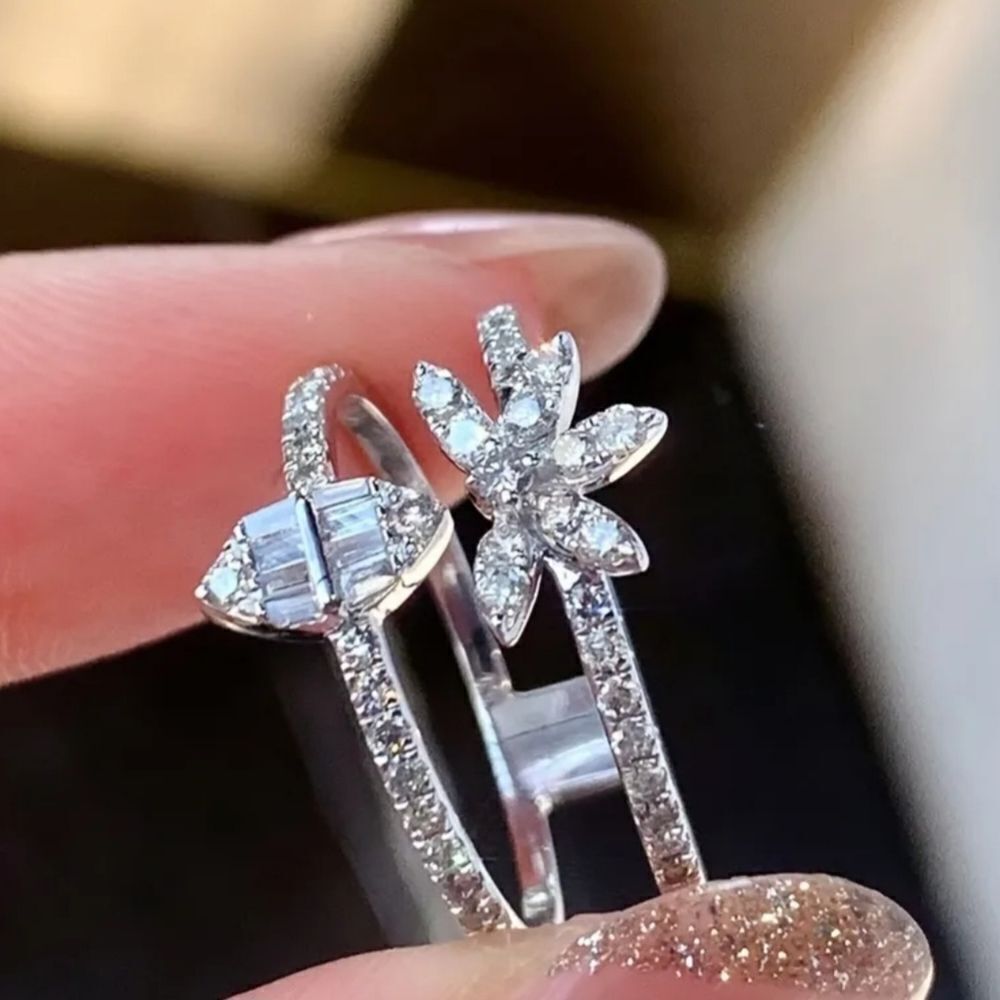 925 Sterling Silver elegant diamond ring